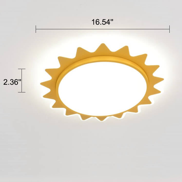 Playful Yellow Cartoon Sun LED Flush Mount Ceiling Light for Kids' Room