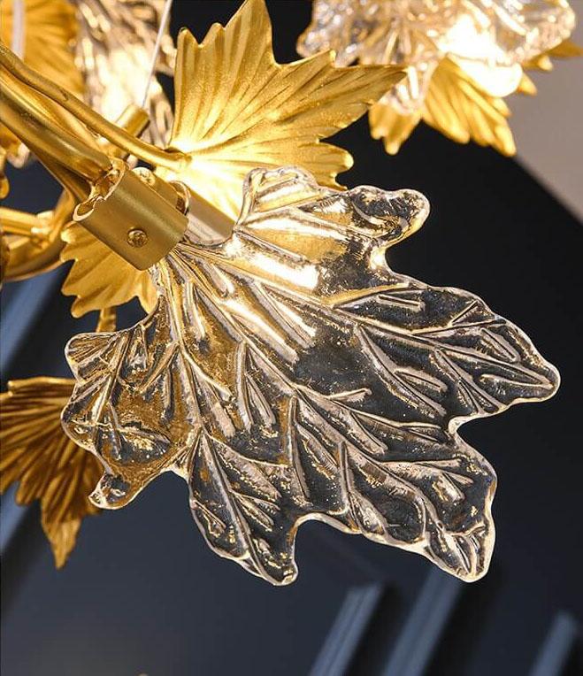Modern Maple Leaf Glass Aluminum Chandelier for Dining Room Elegance