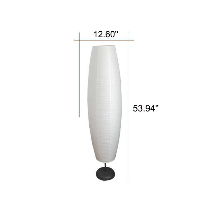 Scandi-Style White Rice Paper Column Floor Lamp for Living Room Decor