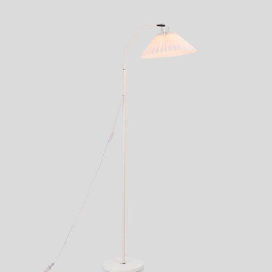 Elegant Minimalist Beige Fabric Pleated Shade Floor Lamp for Living Room
