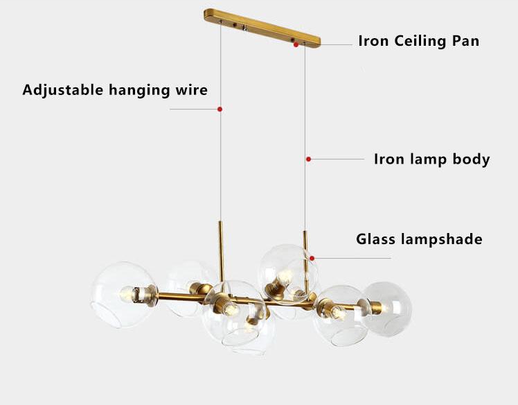 Elegant Modern Glass LED Chandelier Pendant Light for Dining Room