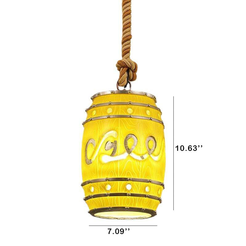 Rustic Vintage Wine Barrel Resin Pendant Light for Kitchen Dining Room