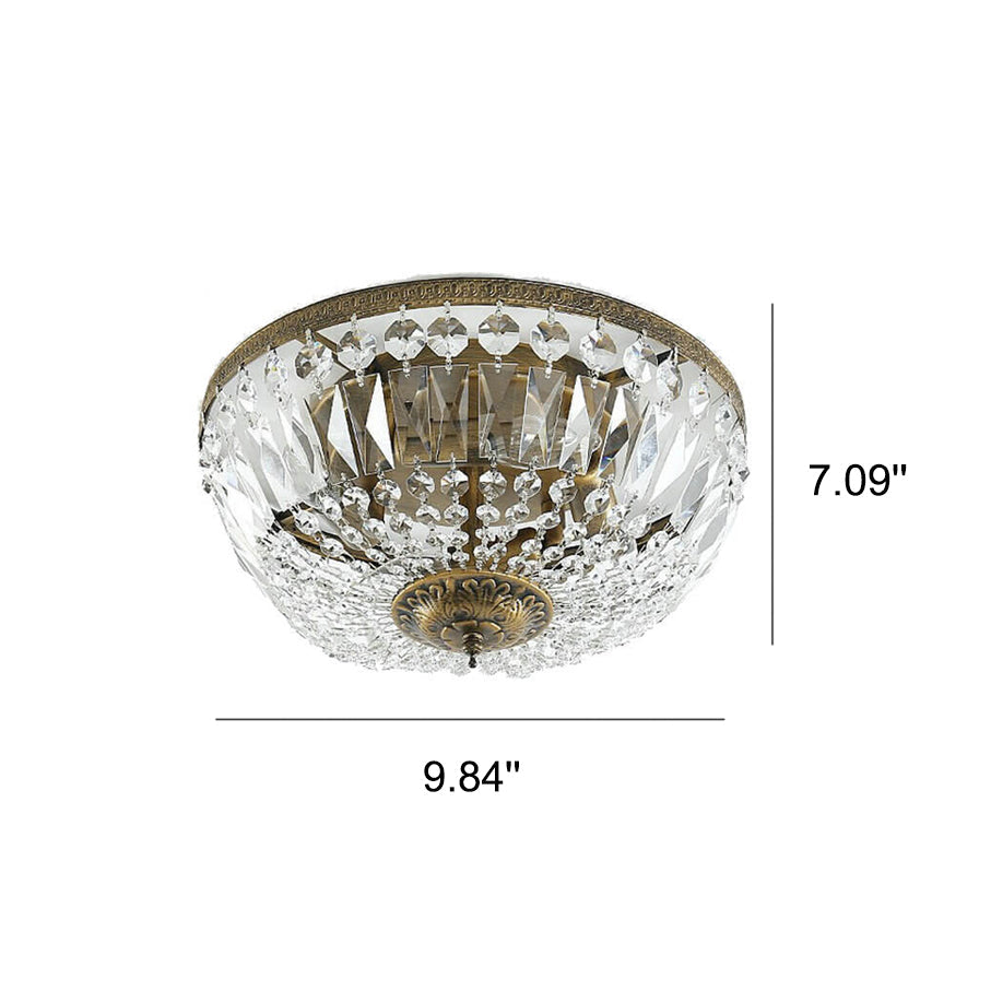 Antique Round Crystal Flush Mount Ceiling Light for Elegant Living Rooms