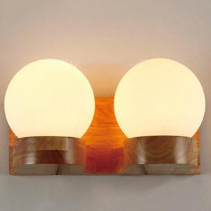 Modern Nordic Rubberwood Glass Ball 1/2-Light Wall Sconce for Bedroom