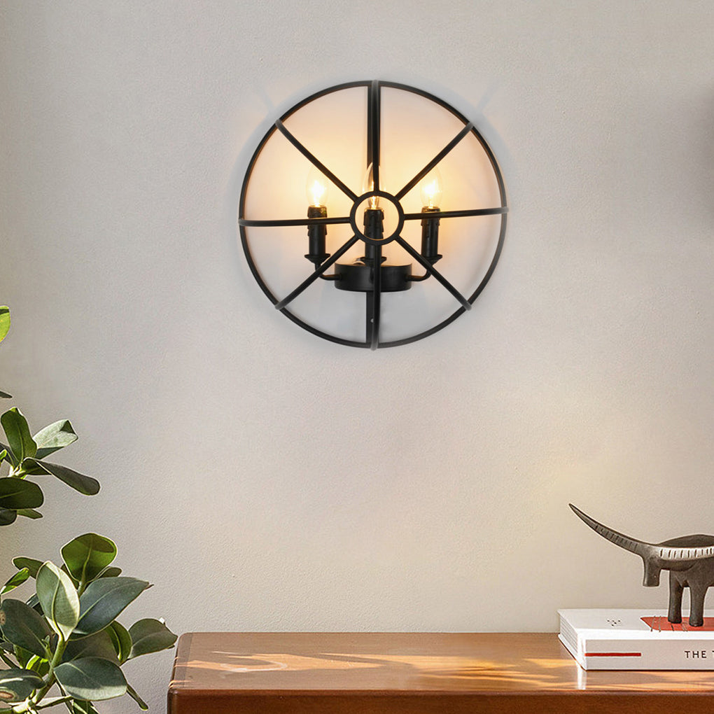 Black Hemispherical Iron Wall Light Fixture for Retro Nostalgic Decor