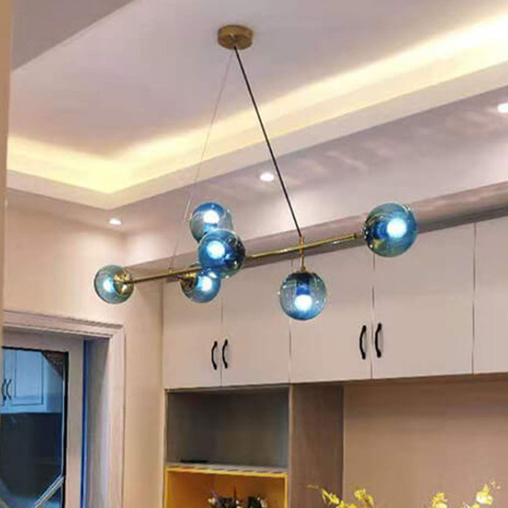 Elegant Modern Minimalist 6-Light Glass Globe Chandelier for Dining Room