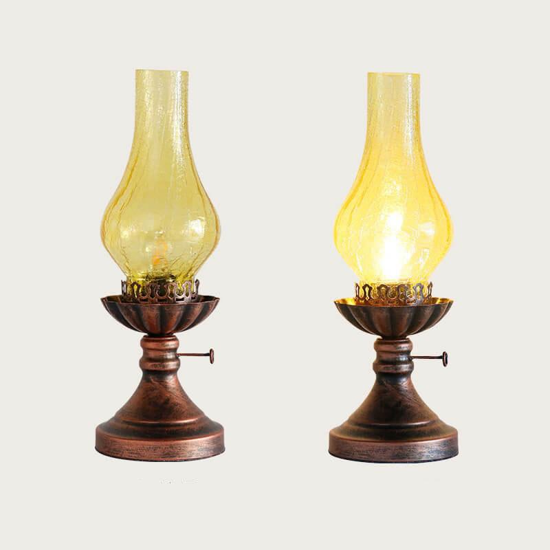 Antique Brass Kerosene Table Lamp - Vintage Light for Home Decor