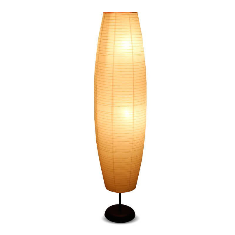 Scandi-Style White Rice Paper Column Floor Lamp for Living Room Decor