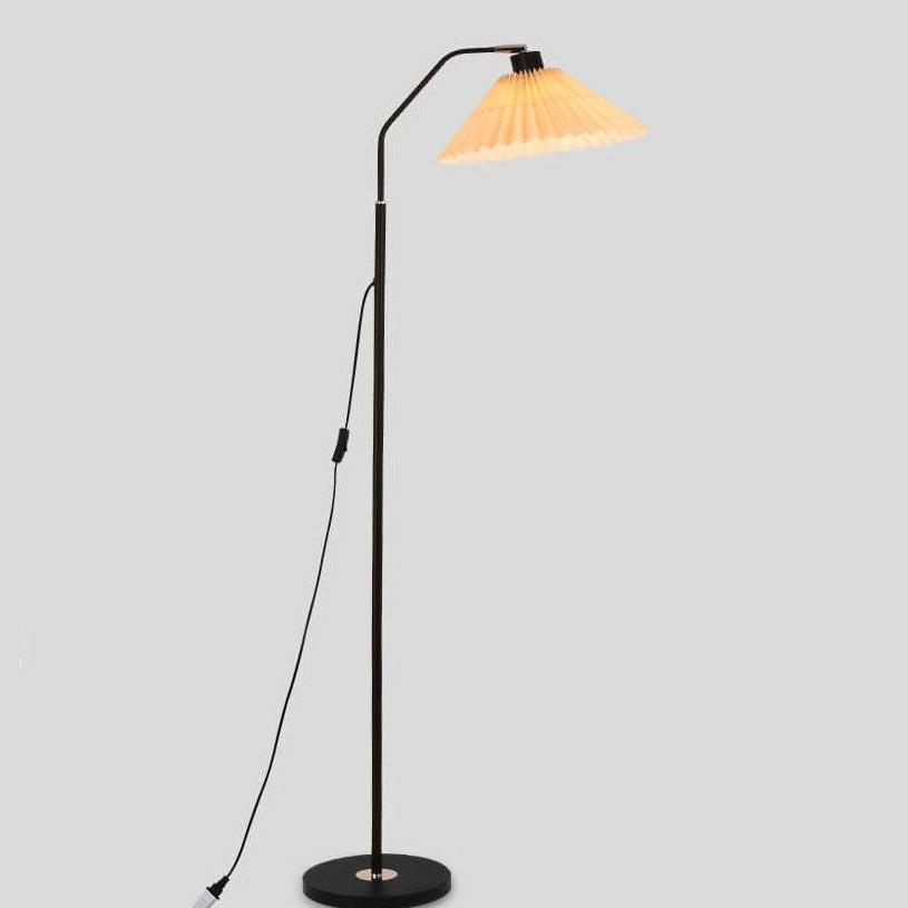 Elegant Minimalist Beige Fabric Pleated Shade Floor Lamp for Living Room