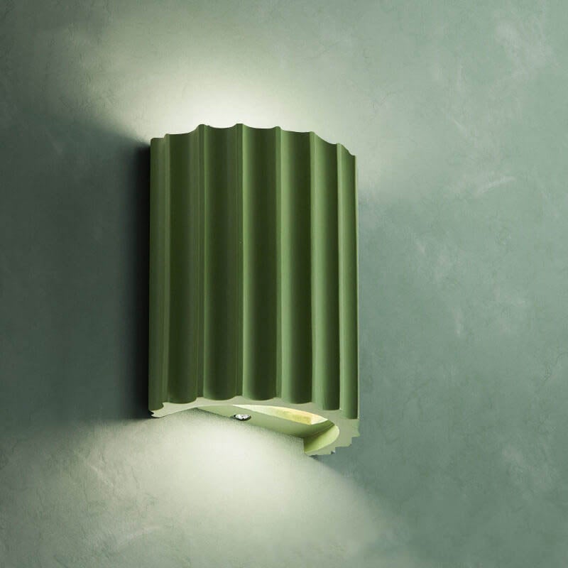 Macaron Pink Resin Striped Half Cylinder Wall Sconce for Contemporary Decor