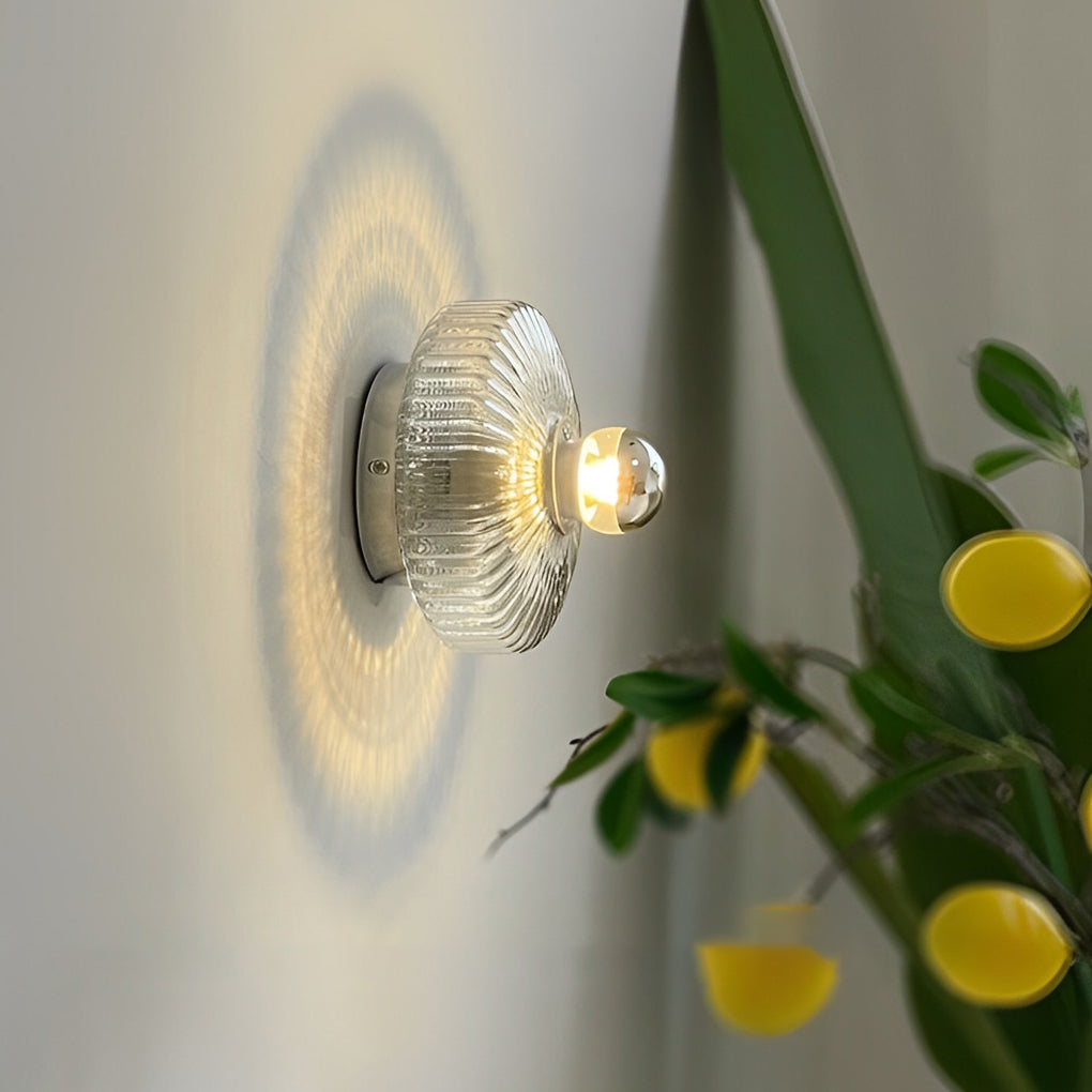 Medieval Modern Transparent Glass Wall Lamp with Chromed Metal Accent