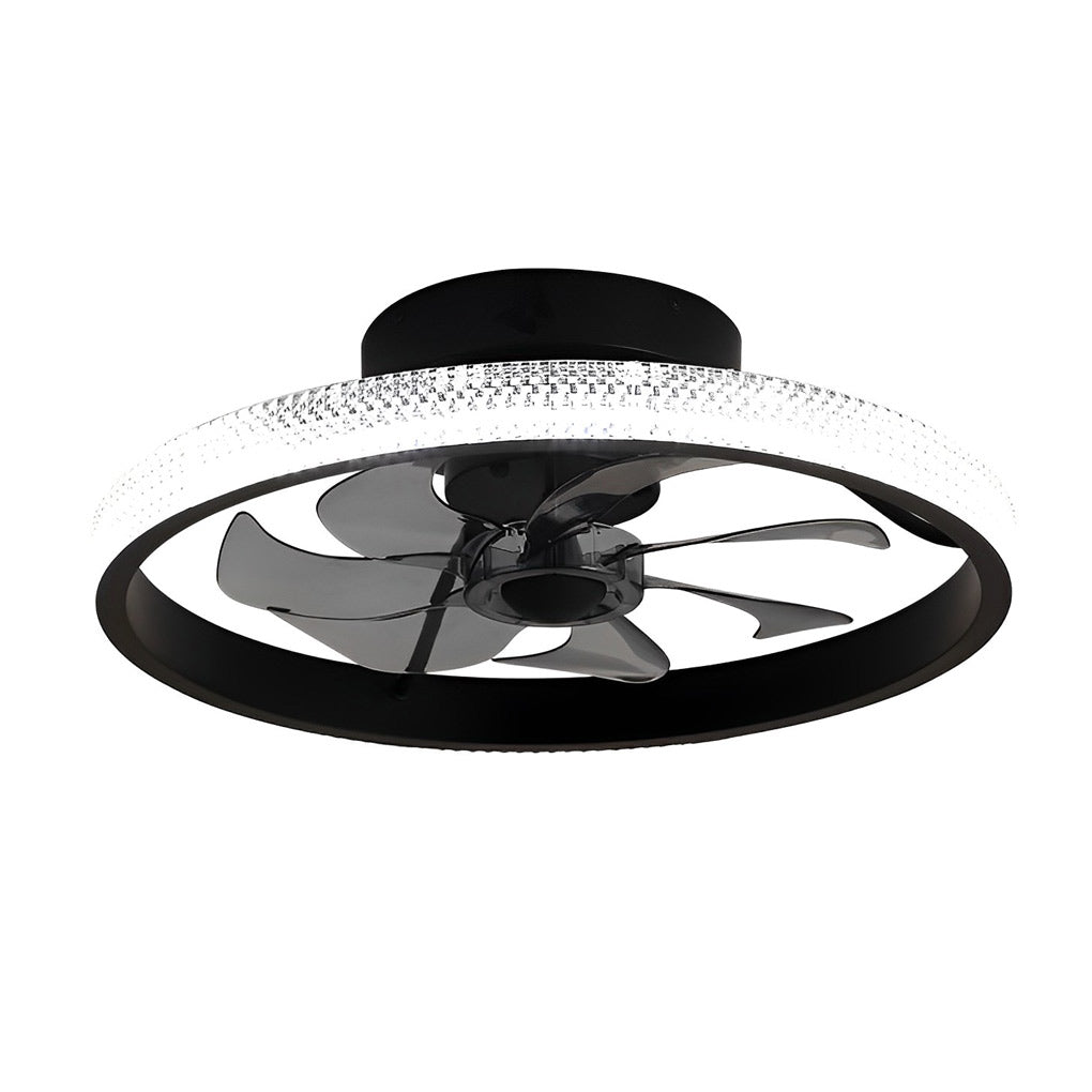 Contemporary White Bladeless LED Ceiling Fan with Remote for Living Room