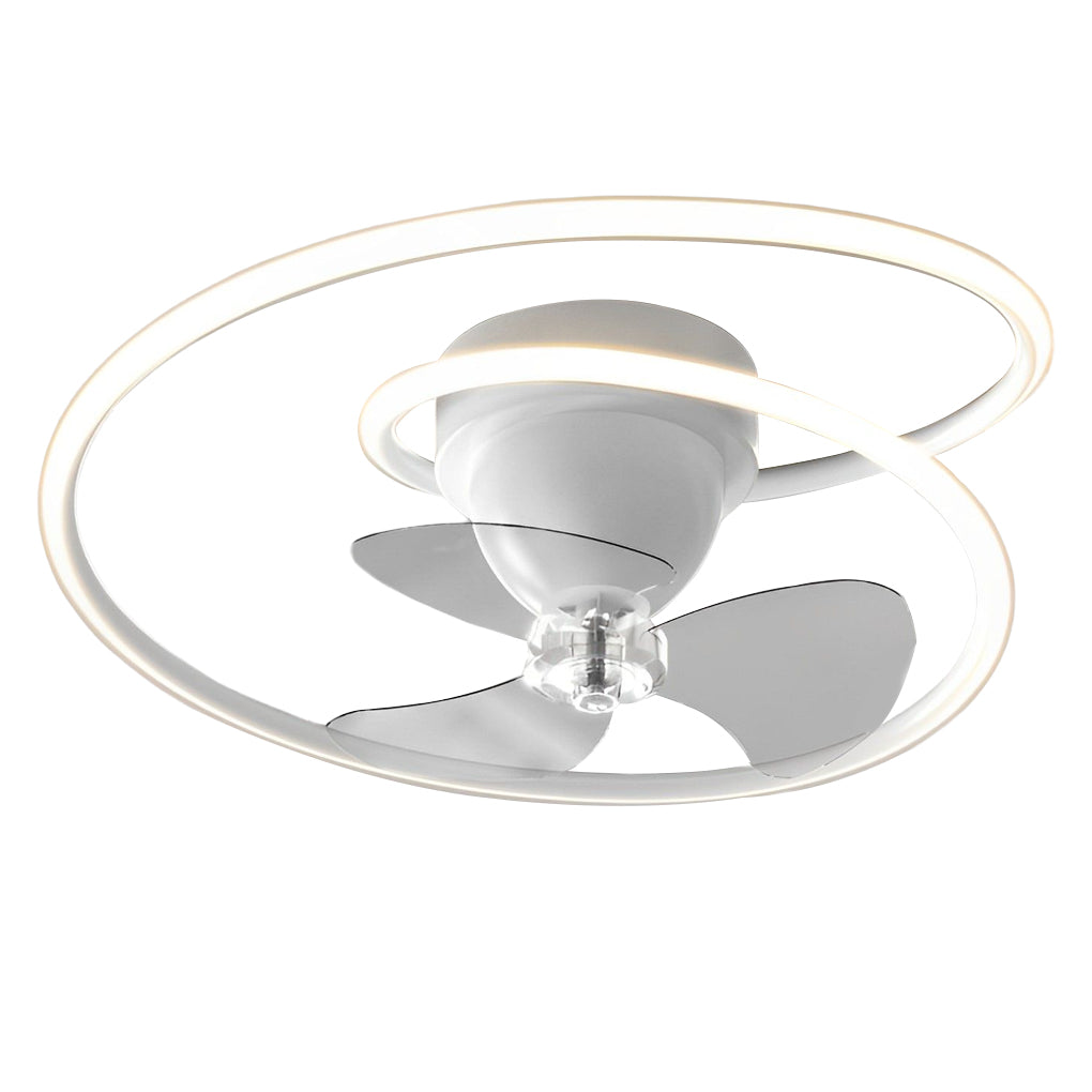 Modern White LED Ceiling Fan Light with 360° Rotation & Dimming