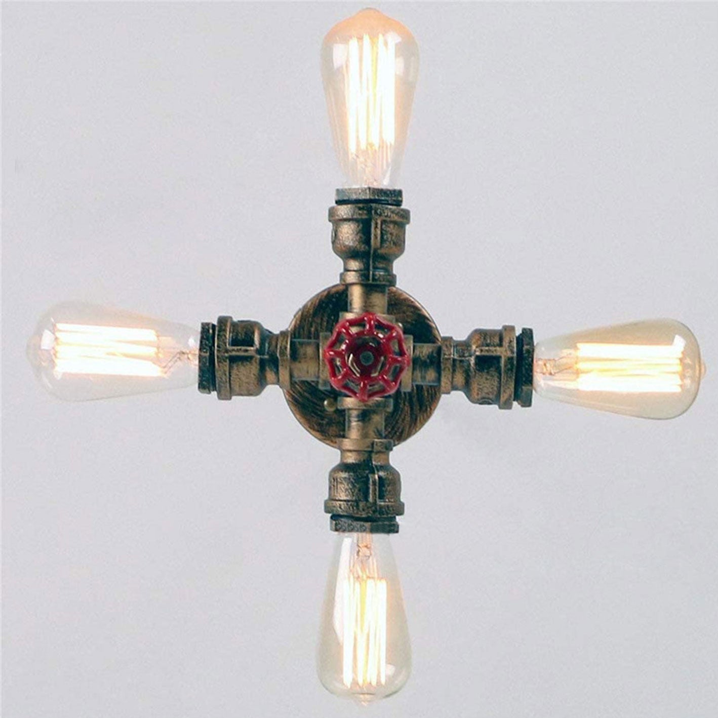 Vintage Industrial Wrought Iron 4-Light Chandelier for Dining Room Decor