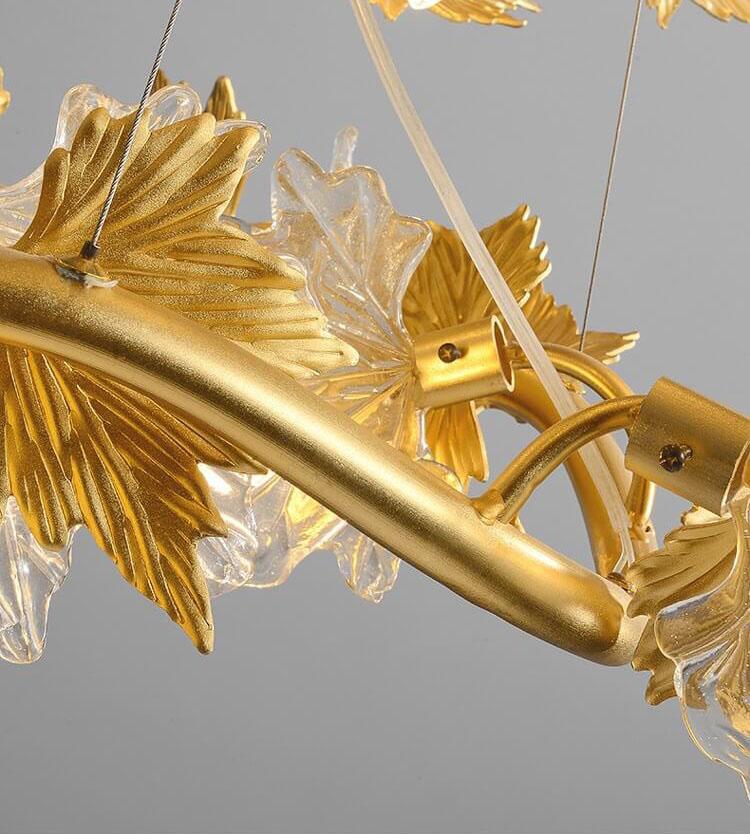 Modern Maple Leaf Glass Aluminum Chandelier for Dining Room Elegance