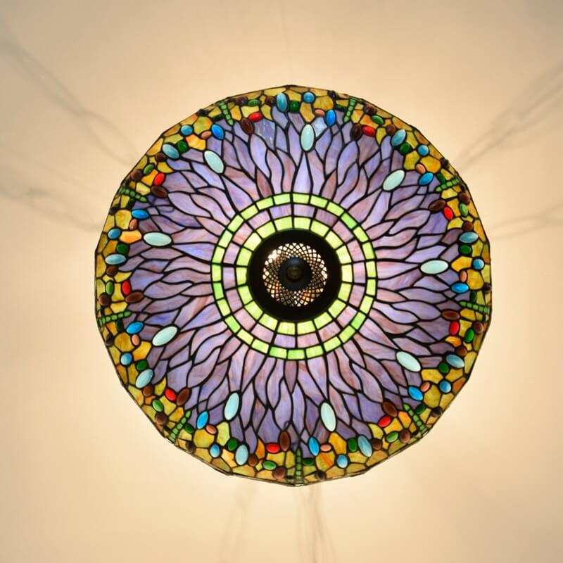 Antique Tiffany Dragonfly Stained Glass 3-Light Chandelier for Dining Room