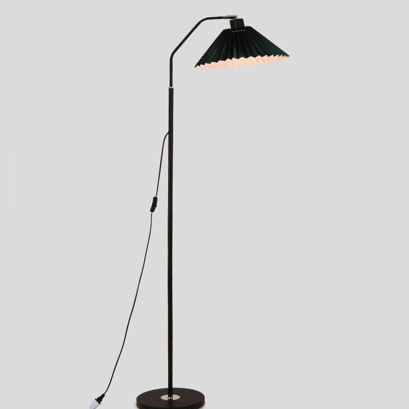 Elegant Minimalist Beige Fabric Pleated Shade Floor Lamp for Living Room