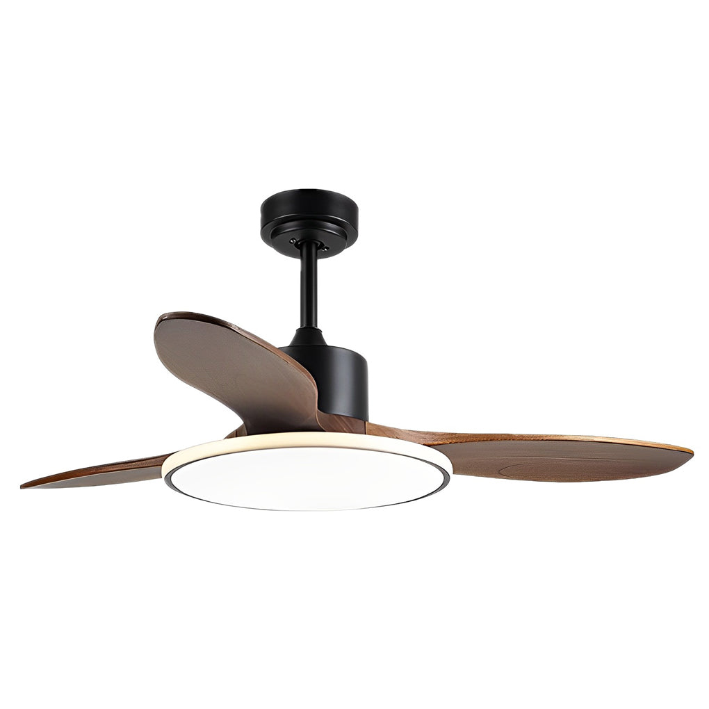 Nordic Wooden LED Ceiling Fan Light with Remote - 3 Step Dimming, Modern