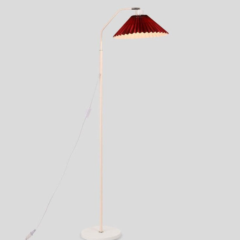 Elegant Minimalist Beige Fabric Pleated Shade Floor Lamp for Living Room