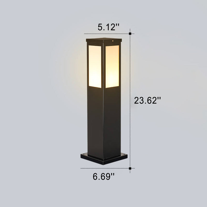 Contemporary Black Waterproof Solar Square Pathway Lantern for Outdoors