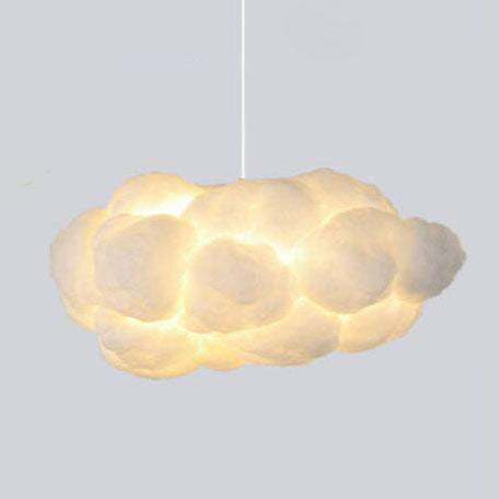 Contemporary White Fabric LED Pendant Light for Bedroom or Living Room