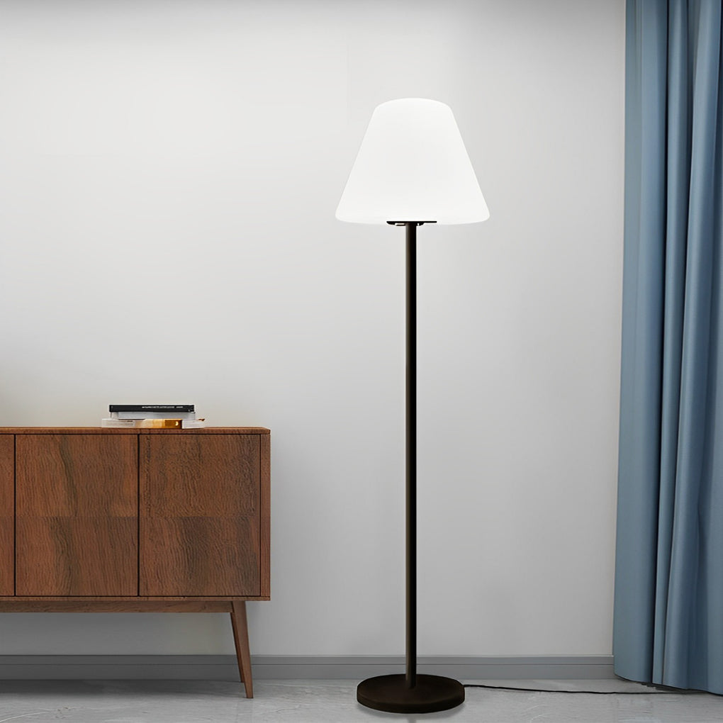Contemporary Black Metal LED Floor Lamp with Adjustable Shade for Living Room