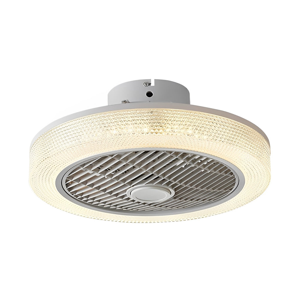 Modern Bladeless Round Dimmable LED Ceiling Fan Light for Living Room