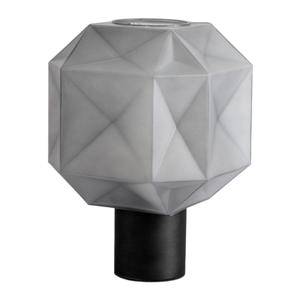 Modern Smoke Glass Orb Table Lamp with Cylinder Base for Living Room