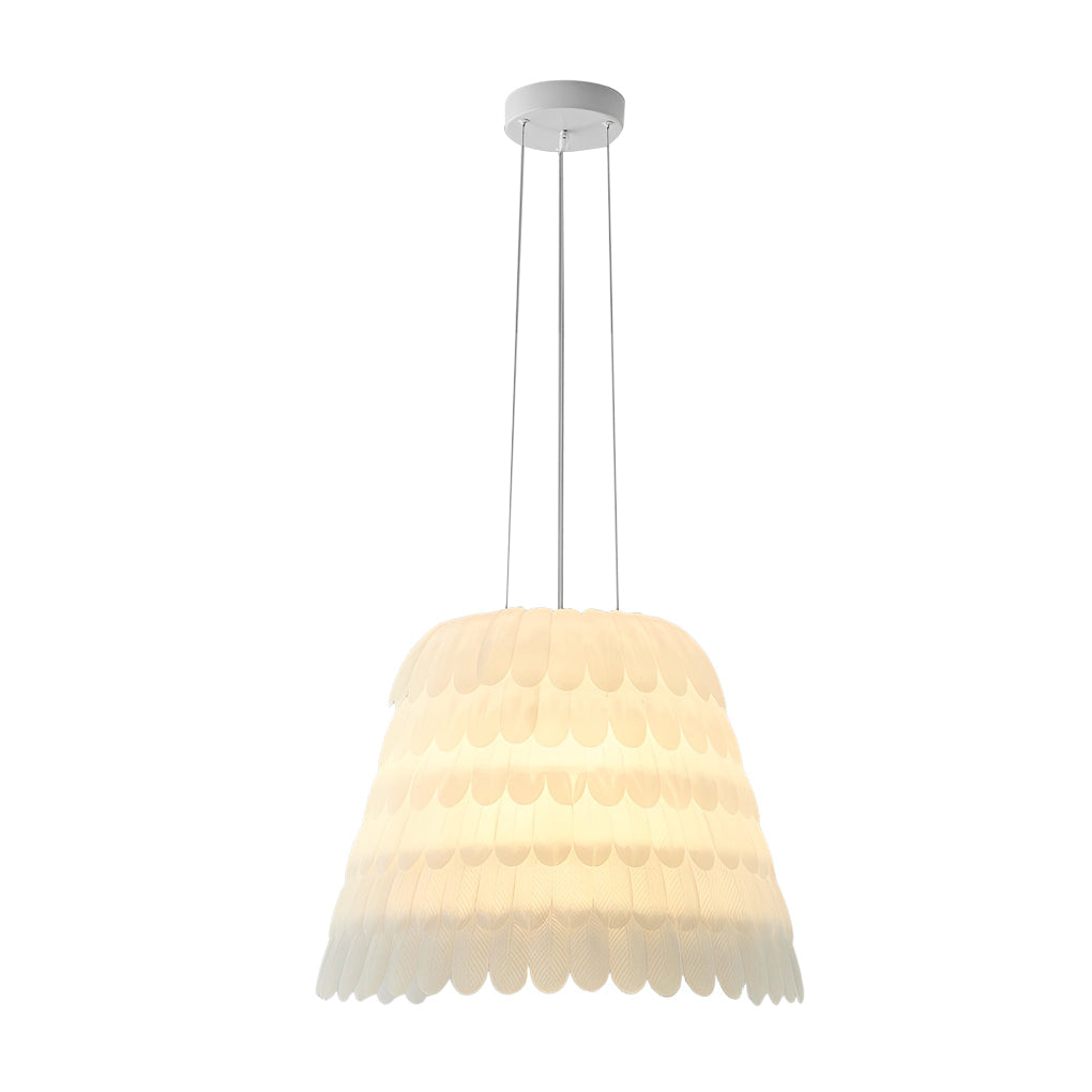 Modern White Acrylic Feather Chandelier Light for Dining & Living Rooms