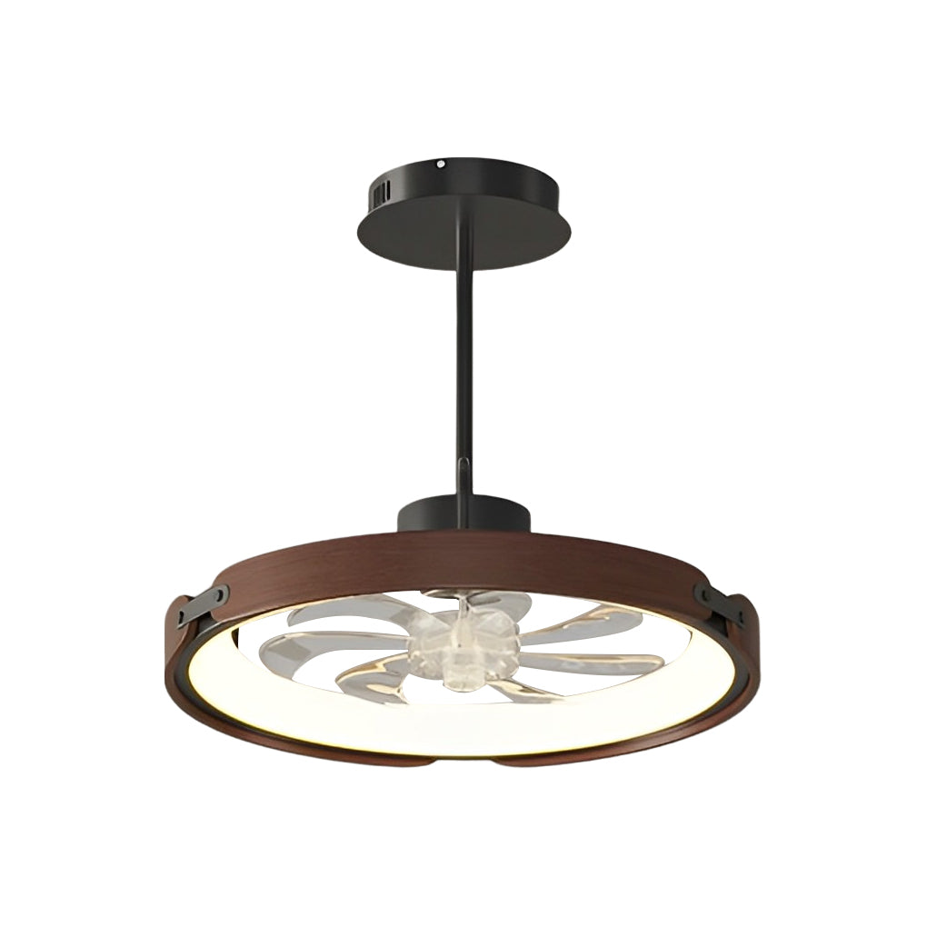 Contemporary Round Wood Bladeless LED Ceiling Fan with App Control