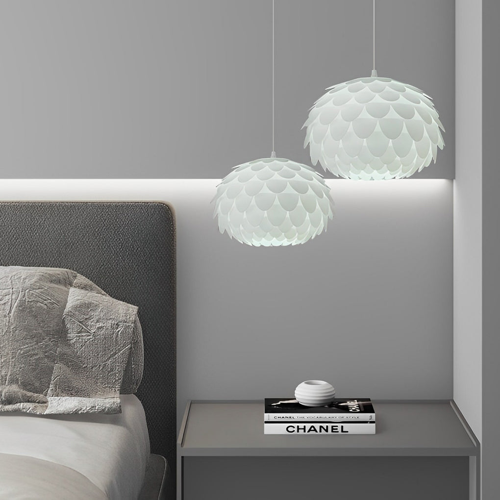 Modern White Round LED Pendant Light with Three-Step Dimming for Dining Room