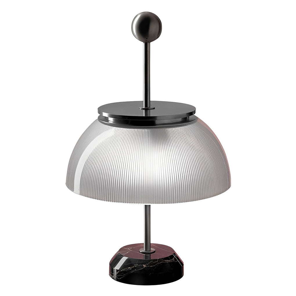 Elegant Ribbed Glass Bowl & Metal Table Lamps for Italian-Style Decor