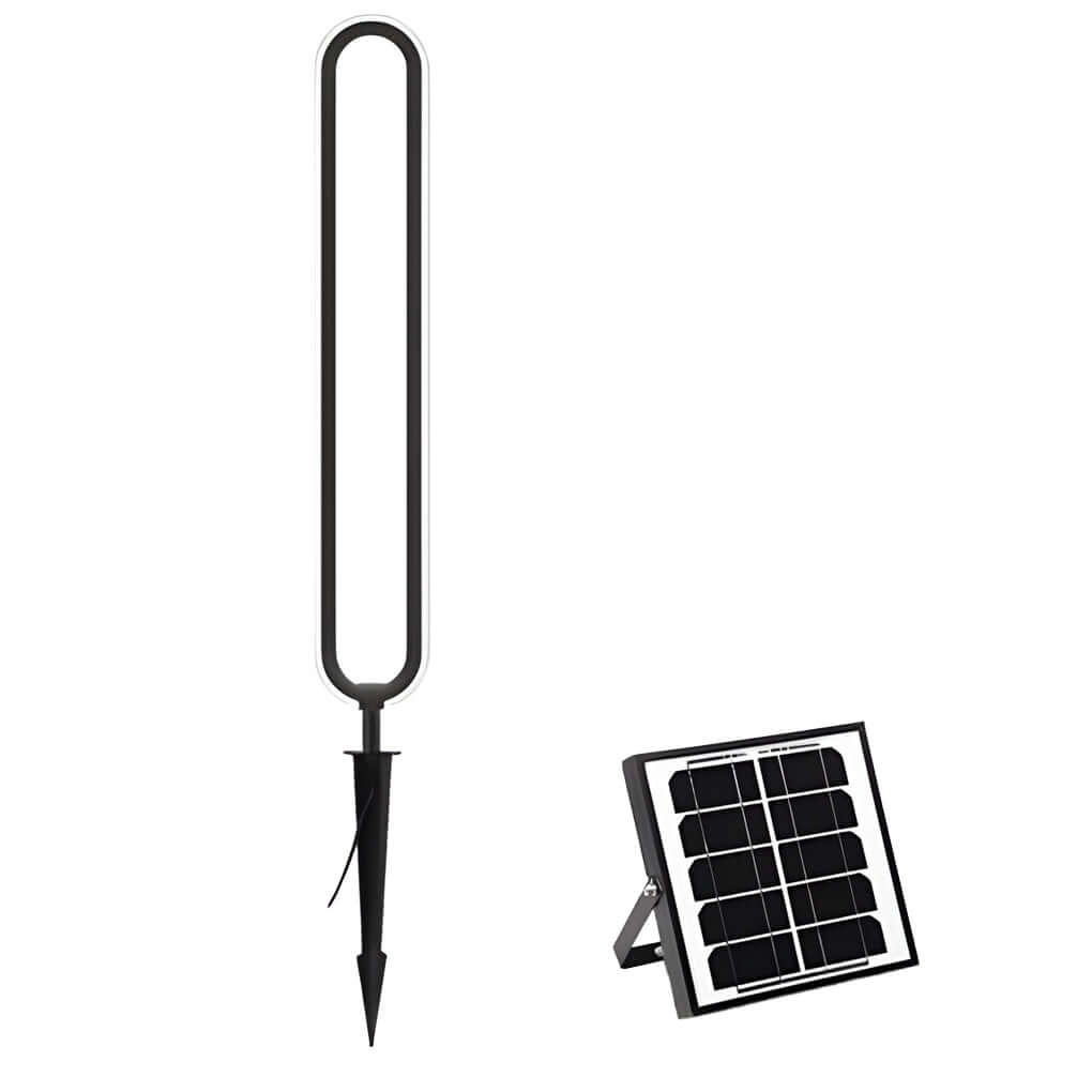 Sleek Black Oval LED Solar Garden Lights - Modern Outdoor Minimalist Design
