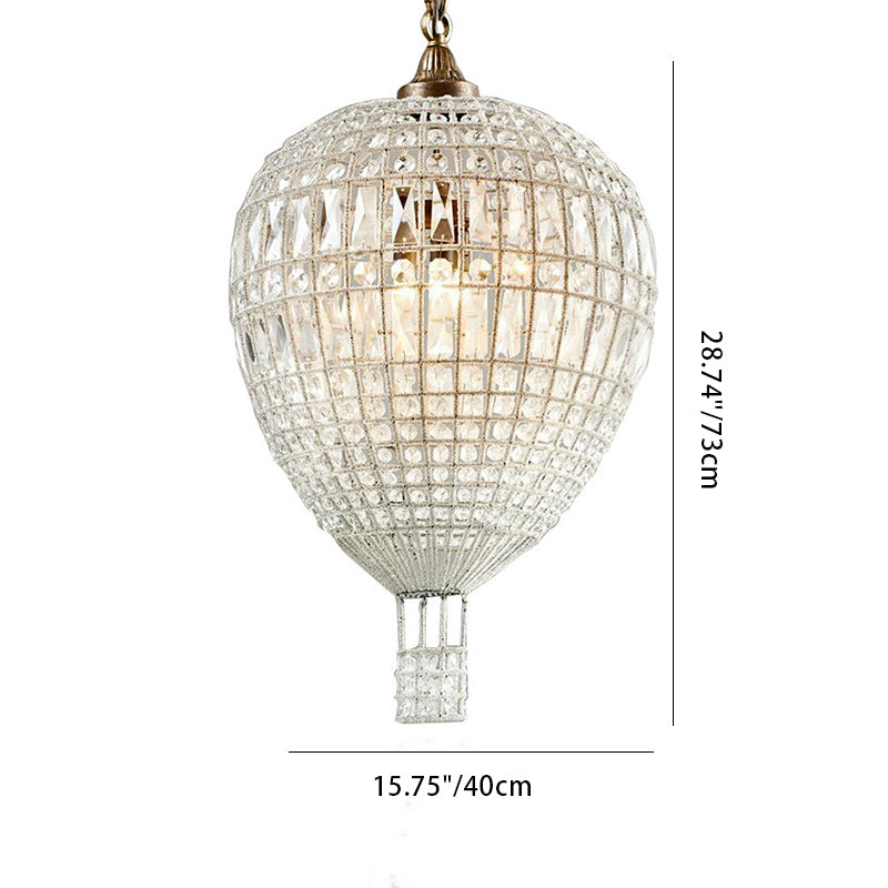 Art Deco Iron Crystal Hot Air Balloon Chandelier for Living Room