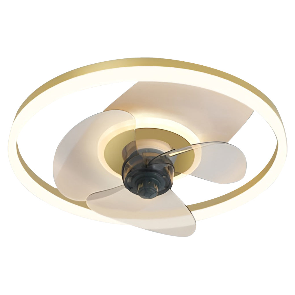 Modern Circular 3-Step Dimming White Ceiling Fan Light with Remote for Living Room