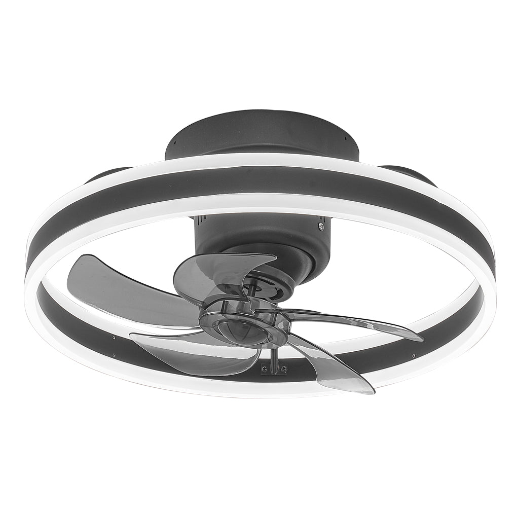 Modern White Round LED Ceiling Fan Light with 360° Rotation for Living Room