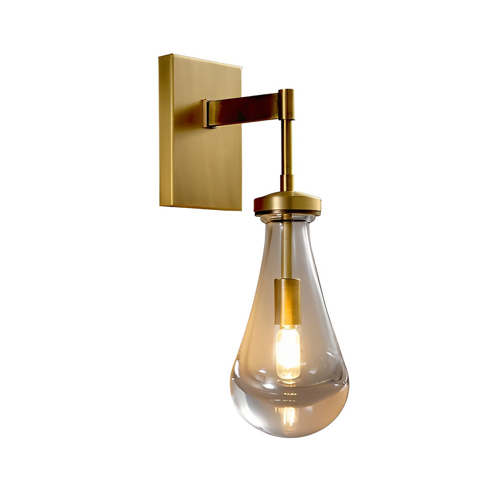Minimalist Copper Water Drop Crystal Wall Sconce for Modern Interiors