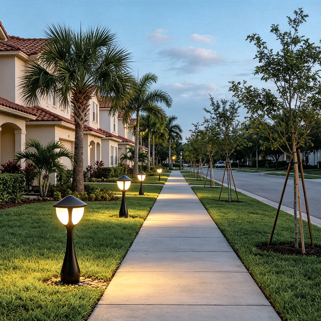 Stylish Black Metal LED Bollard Path Lights for Outdoor Landscape Lighting