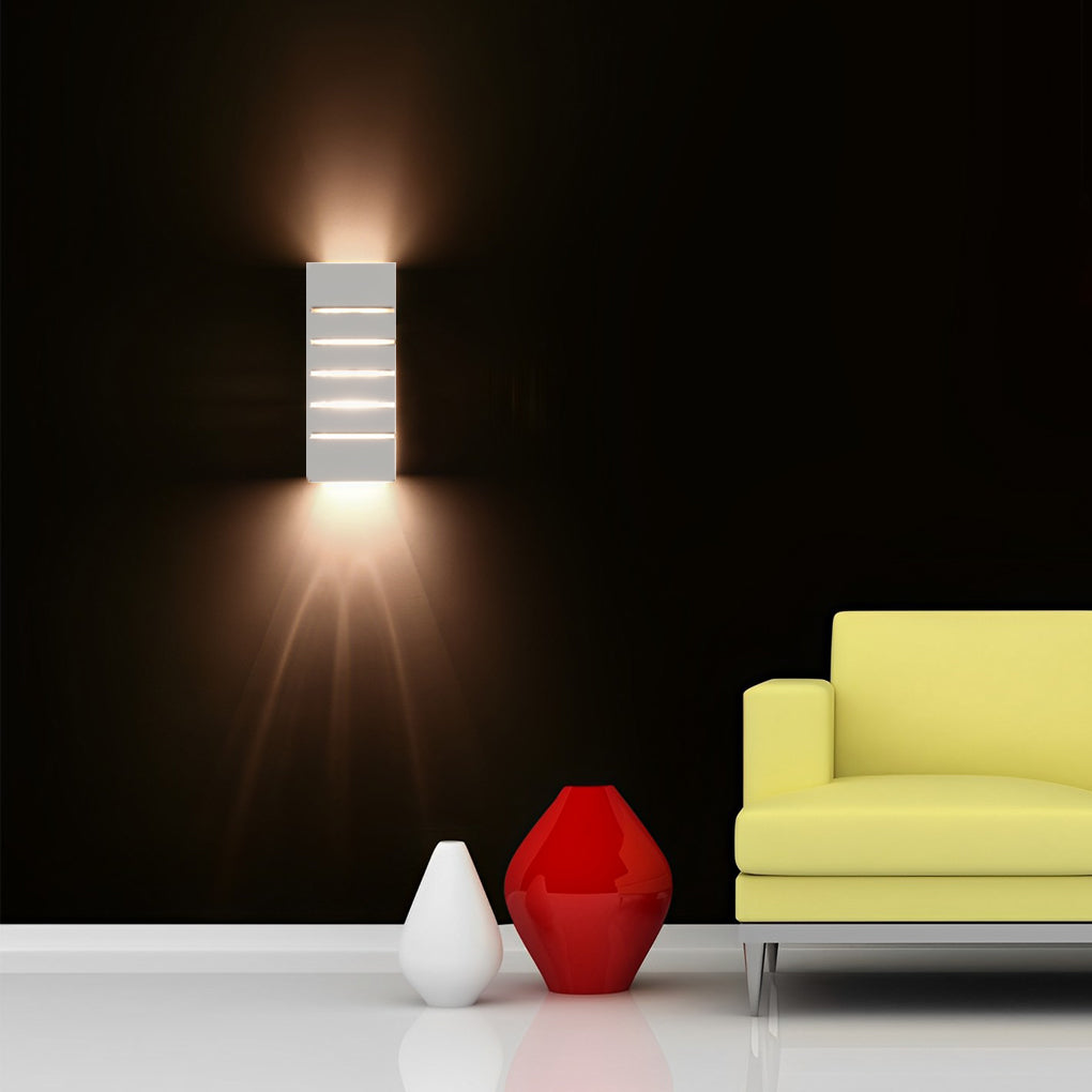 Nordic White Rectangular Gypsum Wall Light Fixture for Living Room