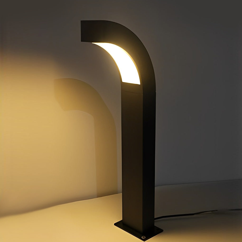 Minimalist Black Curved LED Landscape Path Lights for Outdoor Garden