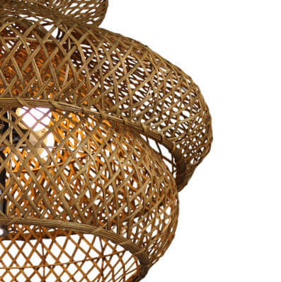 Vintage Rattan 3-Tier Chandelier Light Fixture for Bohemian Living Room