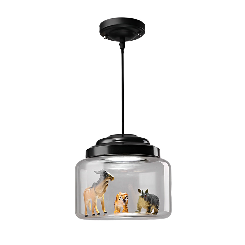Contemporary Black Glass Jar LED Pendant Light for Modern Home Decor