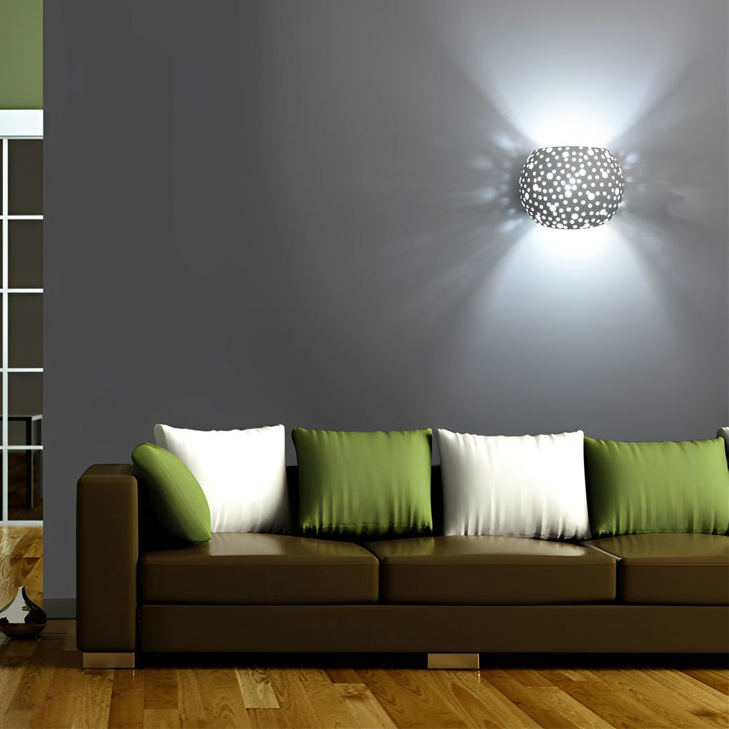 Nordic White Round Hollow LED Wall Lamp for Modern Home Decor