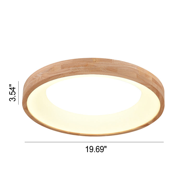 Scandinavian Style Natural Wood LED Flush Mount Ceiling Light for Hallway