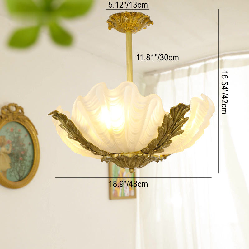 Elegant Brass Finish Art Deco Shell Chandelier for Living Room Lighting