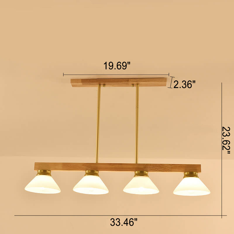 Nordic Pine Wood Cone Pendant Chandelier for Kitchen Island Lighting