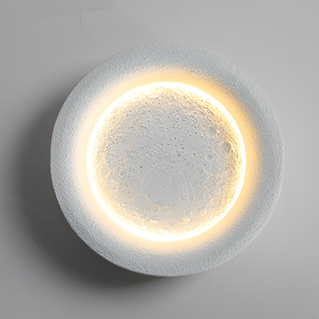 Nordic Round Moon LED Resin Wall Sconce Light for Bedroom Decor