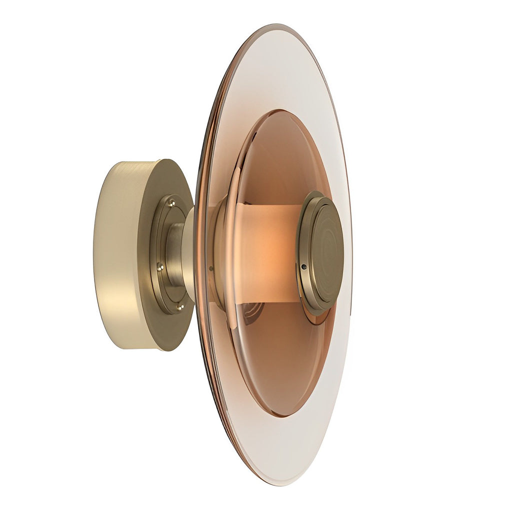 Nordic Style Double-Layered Round Glass LED Wall Sconce for Bedroom