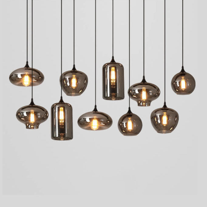 Stylish Smoke Gray Glass LED Pendant Light for Dining Room or Kitchen