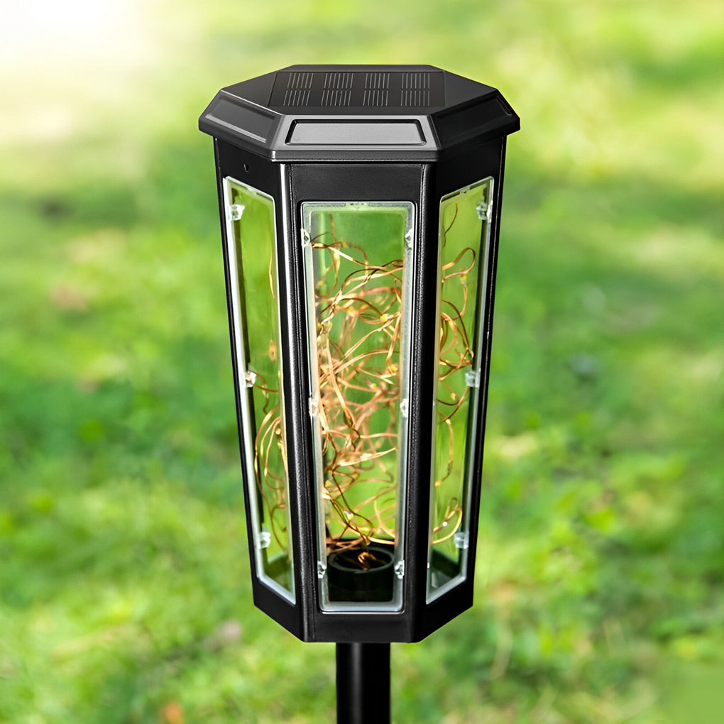 Set of 2 Solar-Powered Hexagonal LED Lawn Lights with Motion Sensor